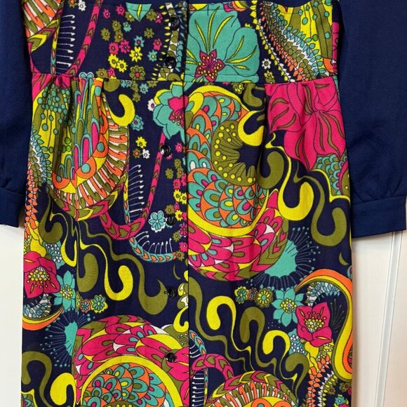 Polyester Dress with Blue Bodice sz S-M - Picture 3 of 3